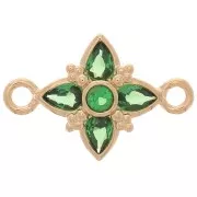 Separador de flor con óxido de zirconio 14x10 mm - 3 micras de oro - Verde x1