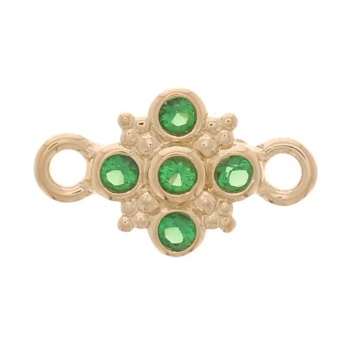 Espaciador en cruz con óxido de zirconio 11x7 mm - 3 micras de oro - Verde x1
