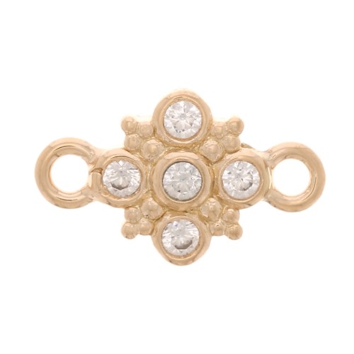 Espaciador de Cruz con óxido de zirconio 11x7 mm - 3 Micras de Oro - Cristal x1