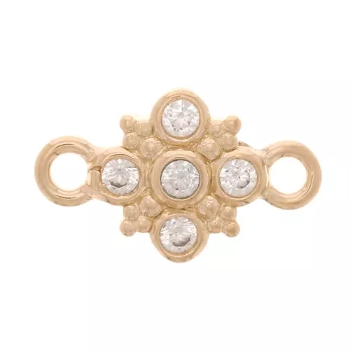 Espaciador de Cruz con óxido de zirconio 11x7 mm - 3 Micras de Oro - Cristal x1
