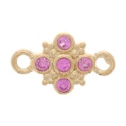 Entrepieza en cruz con óxido de zirconio 11x7 mm - 3 micras de dorado - Fucsia x1|raw }}