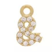 Colgante de símbolo de 8 mm con óxido de zirconio - & - Chapado en oro - Cristal x1