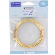 Hilo de latón Artistic Wire de 1,6 mm - sin pulir, con tratamiento antioxido, 3,1 m