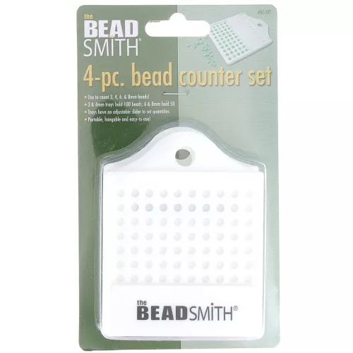 Juego de 4 contadores de cuentas de plástico - 3 mm a 8 mm - Beadalon - Blanco