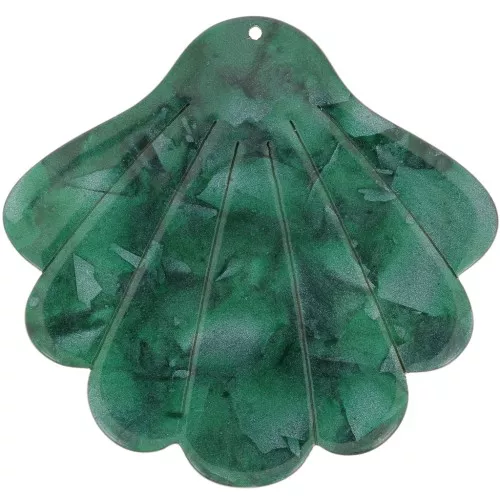 Colgante de concha de acetato 43x45 mm - Perla verde oscuro x1