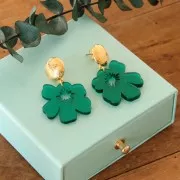 Colgante Flor de Acetato 30x29 mm - Verde x1