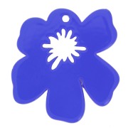 Colgante Flor de Acetato 30x29 mm - Azul Oscuro x1
