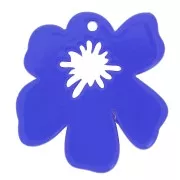 Colgante Flor de Acetato 30x29 mm - Azul Oscuro x1