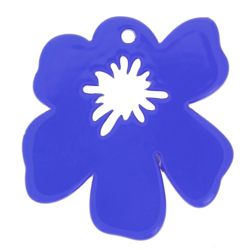 Colgante Flor de Acetato 30x29 mm - Azul Oscuro x1