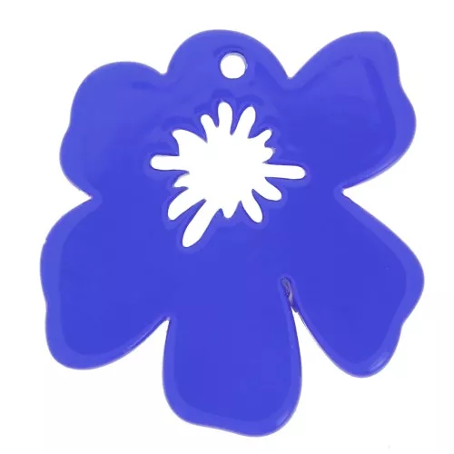 Colgante Flor de Acetato 30x29 mm - Azul Oscuro x1