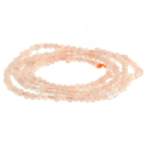 Cuenta redonda facetada 2 mm piedra preciosa - Sun Stone - Pierre de Soleil x40cm