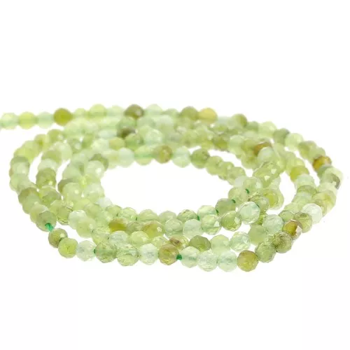 Cuentas redondas facetadas 2mm piedra preciosa - Granate verde x39cm