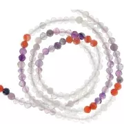 Cuentas redondas facetadas de 3 mm de piedra preciosa - Mezcla de piedras preciosas n°2 x38cm