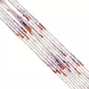 Cuentas redondas facetadas de 3 mm de piedra preciosa - Mezcla de piedras preciosas n°2 x38cm