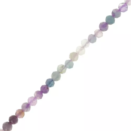 Cuentas redondas facetadas de 3,5 mm de piedra preciosa - Fluorita x39cm