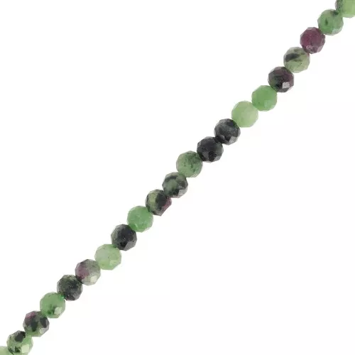 Cuentas redondas facetadas de 3,5 mm de piedra preciosa - Zoisita Rubí x39cm