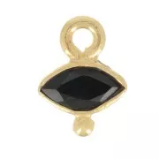 Colgante ojo facetado y bola pequeña 9x7 mm - Plata de ley 925 Oro fino - Ónix negro