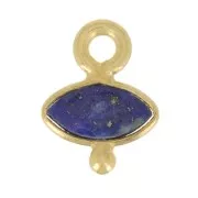Breloque oeil facettée & petite boule 9x7 mm - Arg 925 Doré Or fin - Lapis lazuli