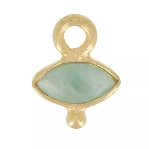 Charm de ojo facetado y bola pequeña 9x7 mm - Plata de ley 925 ORO - Amazonita