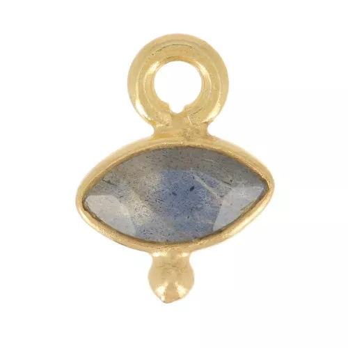Charm de ojo facetado y bola pequeña 9x7mm - Plata de ley 925 ORO - Labradorita