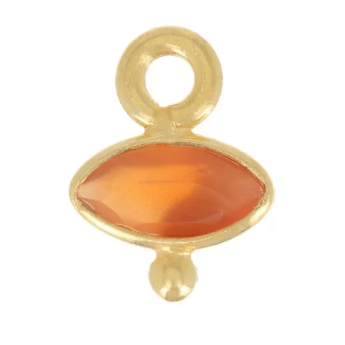 Colgante ojo facetado y bola pequeña 9x7 mm - Plata de ley 925 ORO - Cornalina