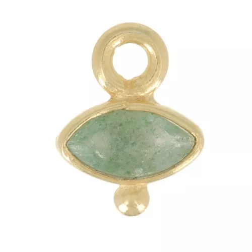 Colgante ojo facetado y bola pequeña 9x7 mm - Plata 925 ORO - Aventurina