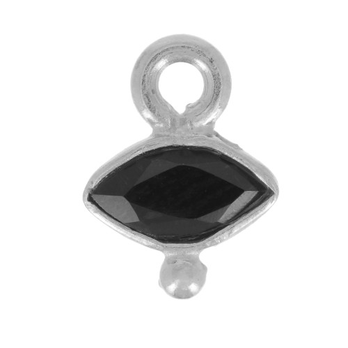 Colgante ojo facetado y bola pequeña 9x7 mm - Plata de ley 925 - Ónix negro x1