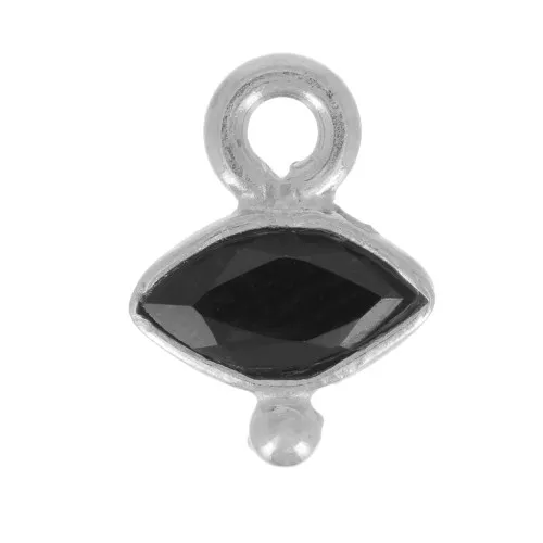 Colgante ojo facetado y bola pequeña 9x7 mm - Plata de ley 925 - Ónix negro x1