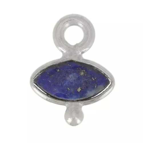 Charm de ojo facetado y bola pequeña 9x7 mm - Plata de ley 925 - Lapislázuli x1