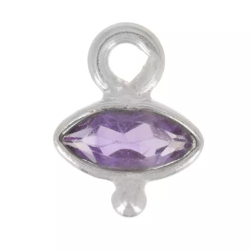 Charm de ojo facetado y bola pequeña 9x7 mm - Plata de ley 925 - Amatista x1