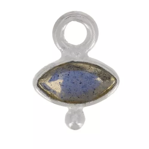 Charm de ojo facetado y bola pequeña 9x7 mm - Plata de ley 925 - Labradorita x1