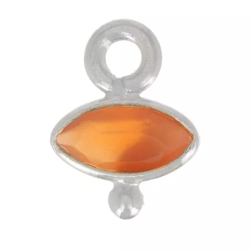 Colgante de ojo facetado y bola pequeña 9x7 mm - Plata de ley 925 - Cornalina x1