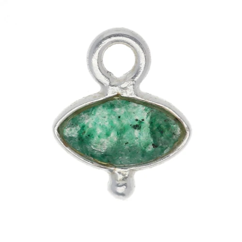 Dije de ojo facetado y bola pequeña 8x7 mm - Plata 925 - Aventurina x1