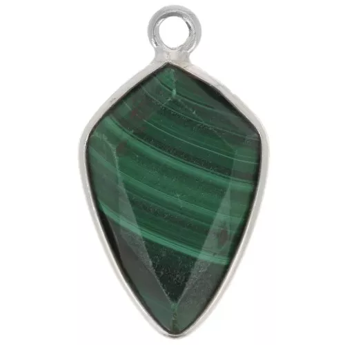 Colgante Flecha Facetada 20x11 mm - Plata de Ley 925 - Malaquita x1