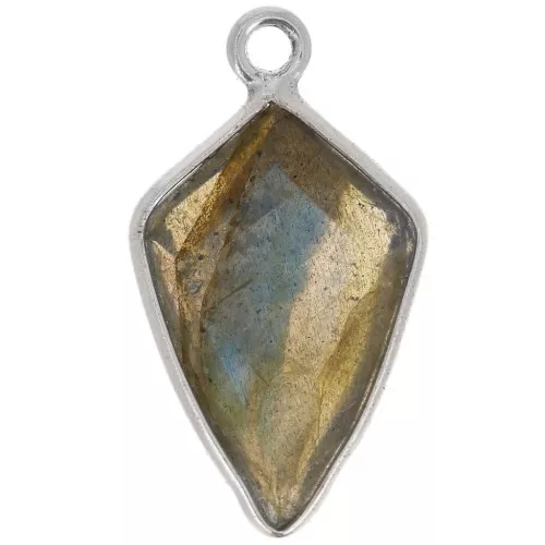 Colgante Flecha Facetada 20x11 mm - Plata de Ley 925 - Labradorita x1