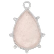 Colgante gota facetada y bolitas 19x13 mm - Plata 925 - Cuarzo Rosa x1|raw }}
