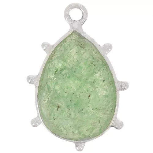 Colgante gota facetada y bolitas 19x13 mm - Plata 925 - Aventurina x1