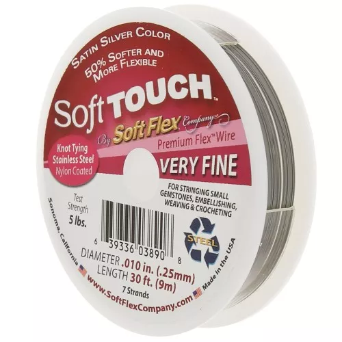 Hilo Alambre 7 hebras de 0,25 mm - Soft Flex Touch Very Fine - Plata satinado x9m