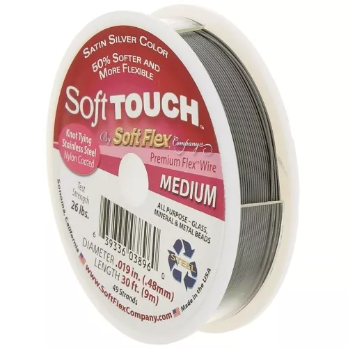 Hilo Alambre 49 hebras 0,48 mm - Soft Flex Touch Medium - Plata satinado x9m