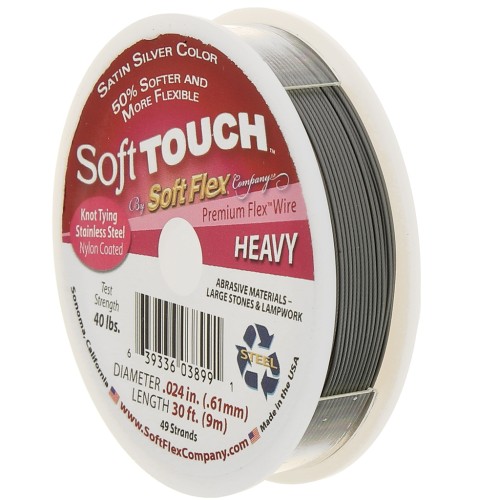 Hilo Alambre 49 hebras 0,61 mm - Soft Flex Touch Heavy - Plata satinado x9m