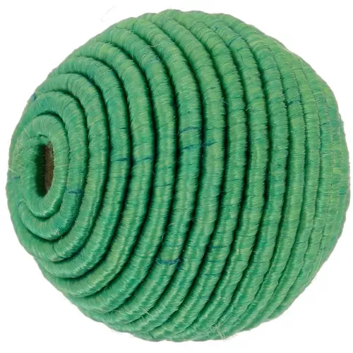 Cuenta cubierta de hilo de algodón de 16 mm - Verde x1
