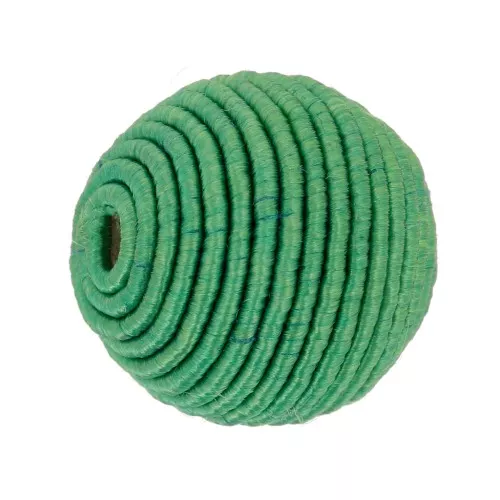 Cuenta cubierta de hilo de algodón de 10 mm - Verde x1