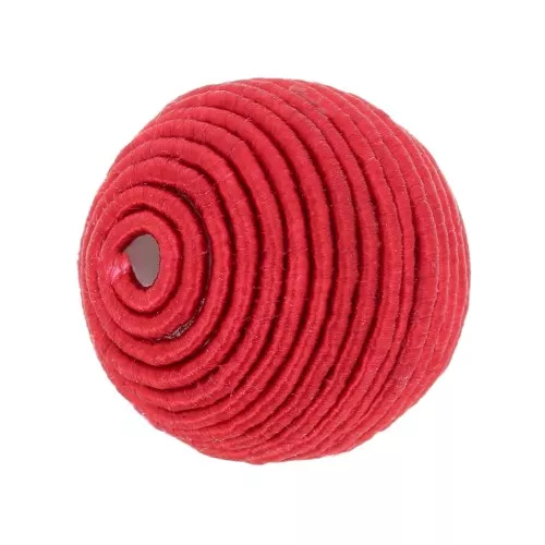 Cuenta cubierta de hilo de algodón de 10 mm - Rojo x1