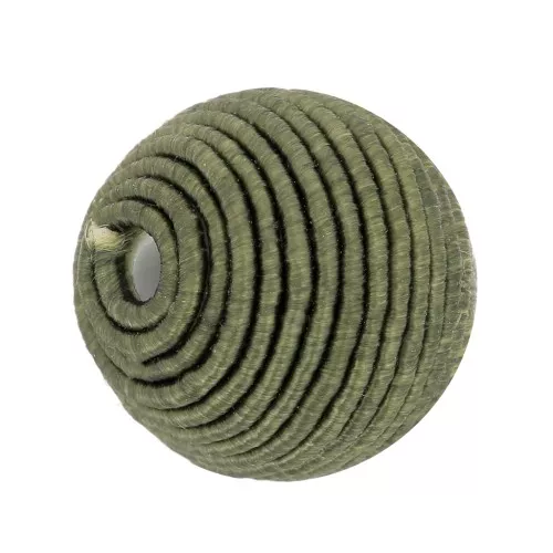 Cuenta cubierta de hilo de algodón de 10 mm - Caqui x1