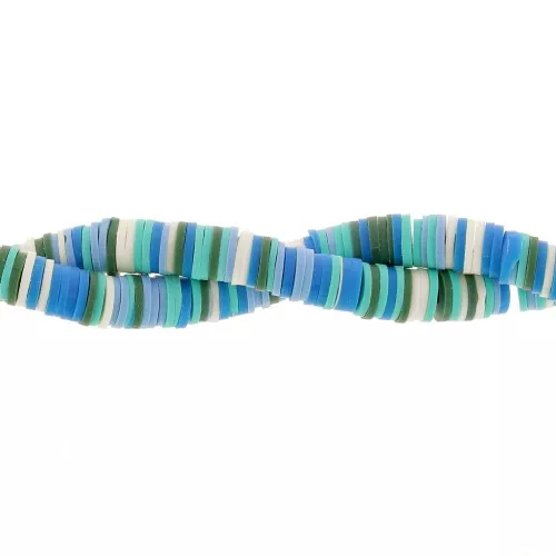 Cuentas arandalas Heishi 8x1 mm - Mix Multi-azul - Turquesa x39cm
