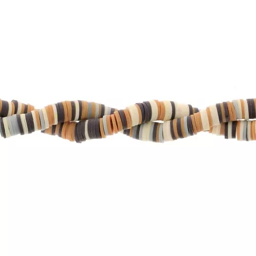Cuentas arandalas Heishi 8x1 mm - Mix Marrón - Marfil x39cm
