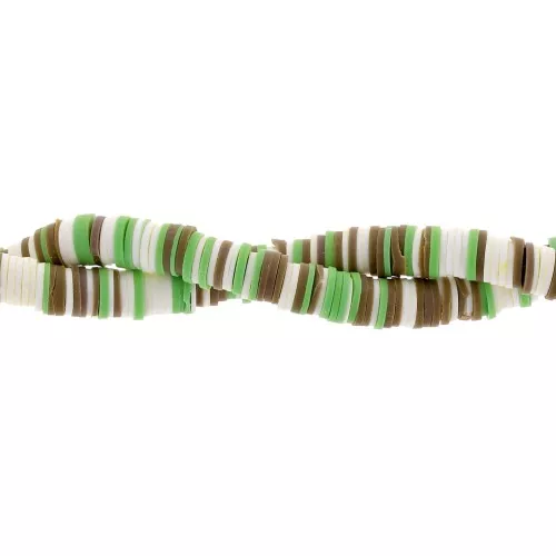 Cuentas arandalas Heishi 8x1 mm - Mix Verde - Marrón x39cm