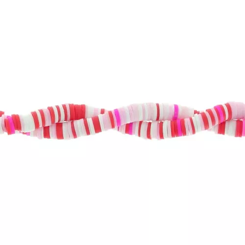 Cuentas arandalas Heishi 6x1 mm - Mix Rosa - Rojo - Blanco x39cm