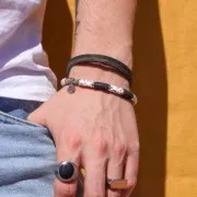 Cuentas de arcilla polimérica Heishi 6x1 mm - Mix Negro - Blanco - Gris x39cm