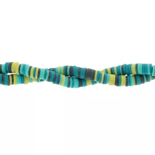 Cuentas arandalas Heishi 6x1 mm - Mix Multi-verde x39cm